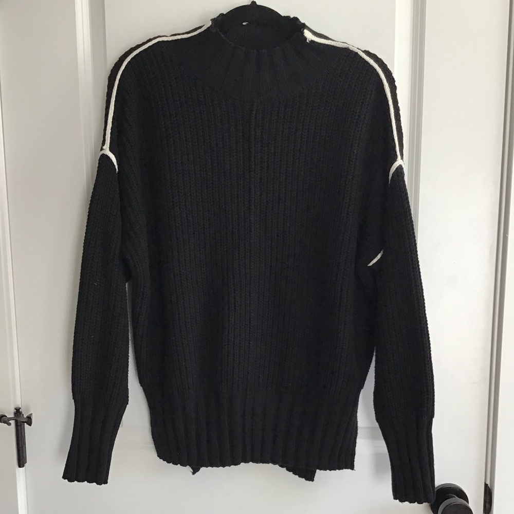 Crescent Black Knit sweater Cotton acrylic wool M‎